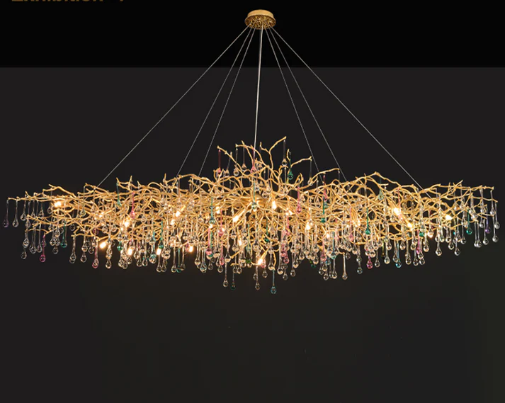 Avis Colorful Crystal Rain Aluminum Branch Chandelier