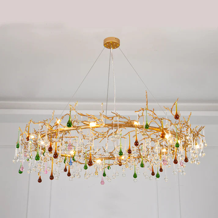 Avis Colorful Crystal Rain Branch Chandelier