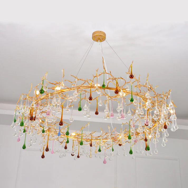 Avis Colorful Crystal Rain Branch Chandelier