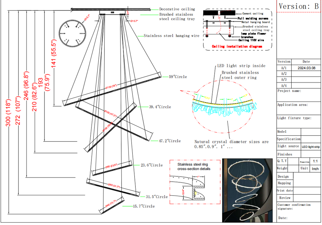 Rock Crystal 6-layer Customized Chandelier 50% Balance