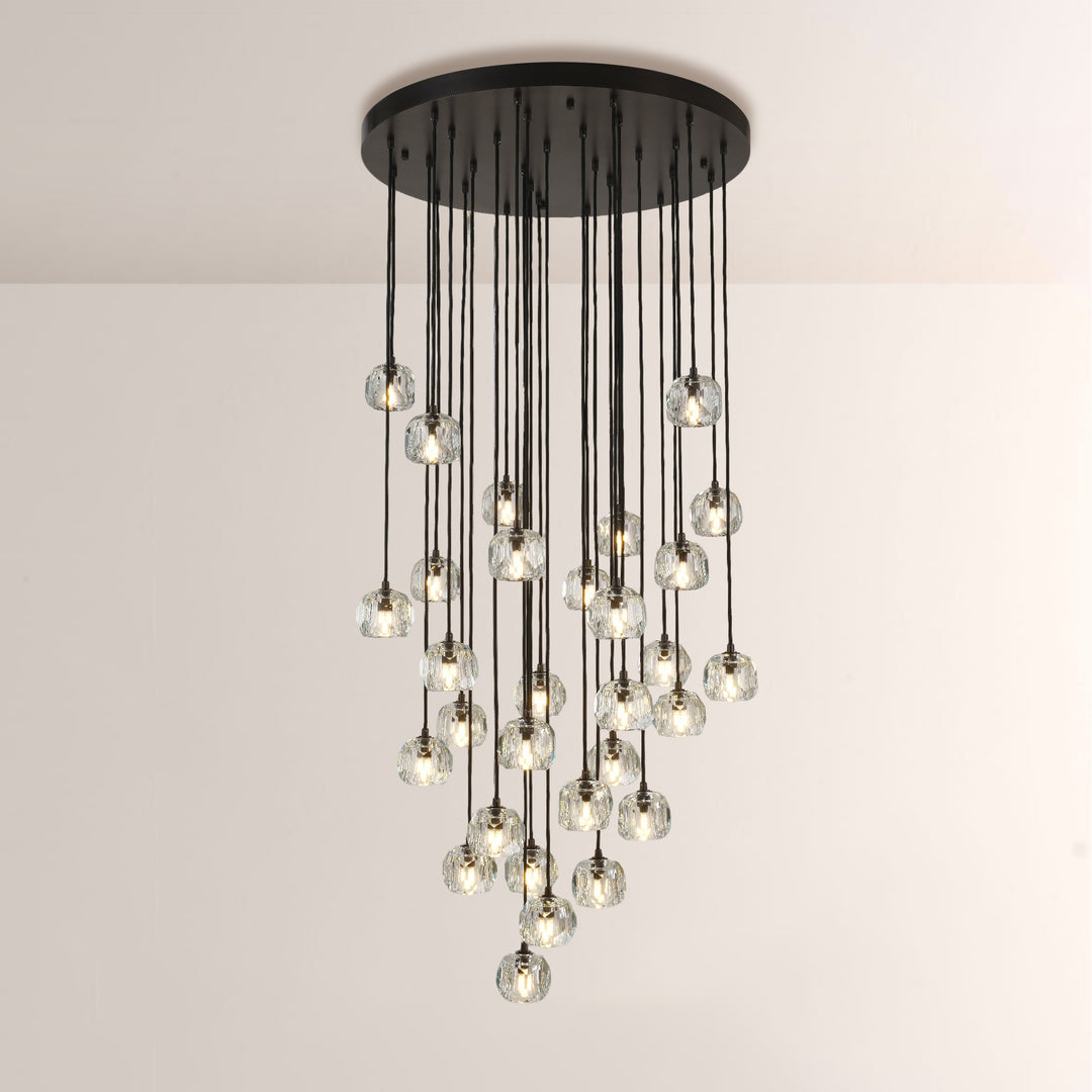 Balle Clear Crystal Cluster Chandelier D30"