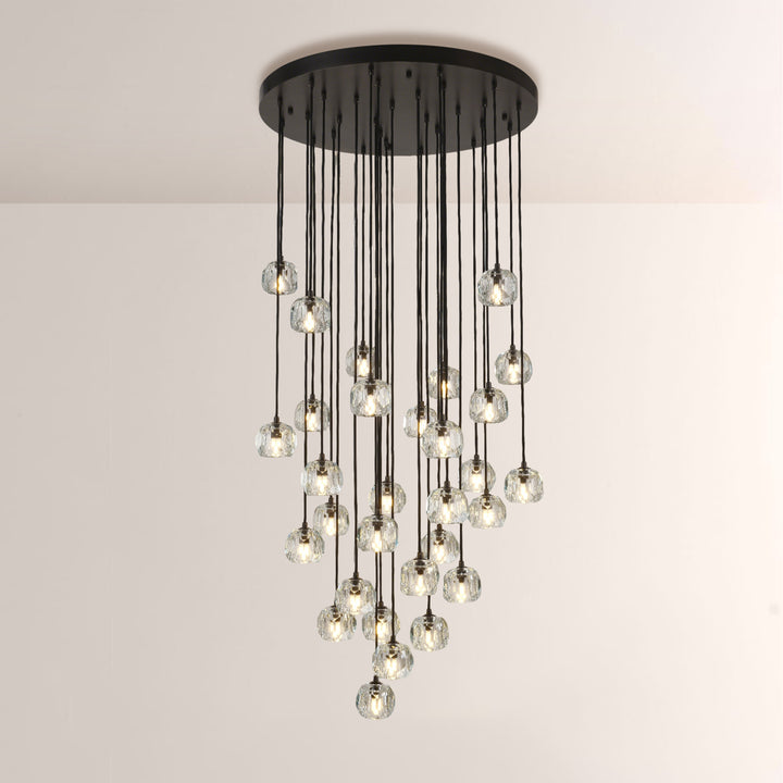 Balle Clear Crystal Cluster Chandelier D30"