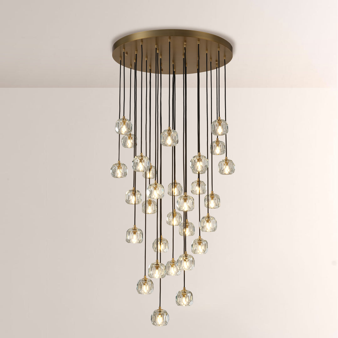 Balle Clear Crystal Cluster Chandelier D30"