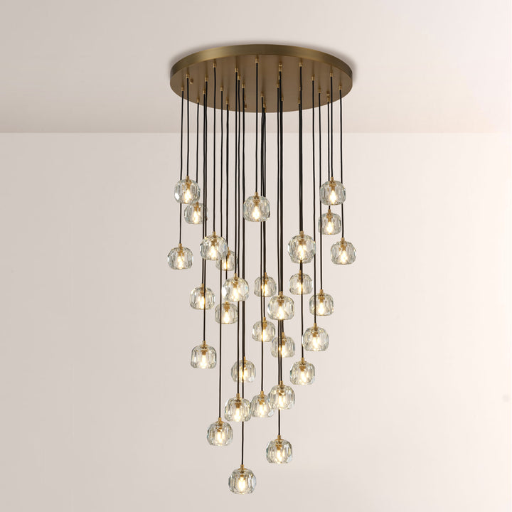 Balle Clear Crystal Cluster Chandelier D30"