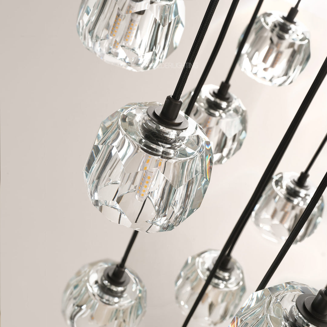 Balle Clear Crystal Cluster Chandelier D30"