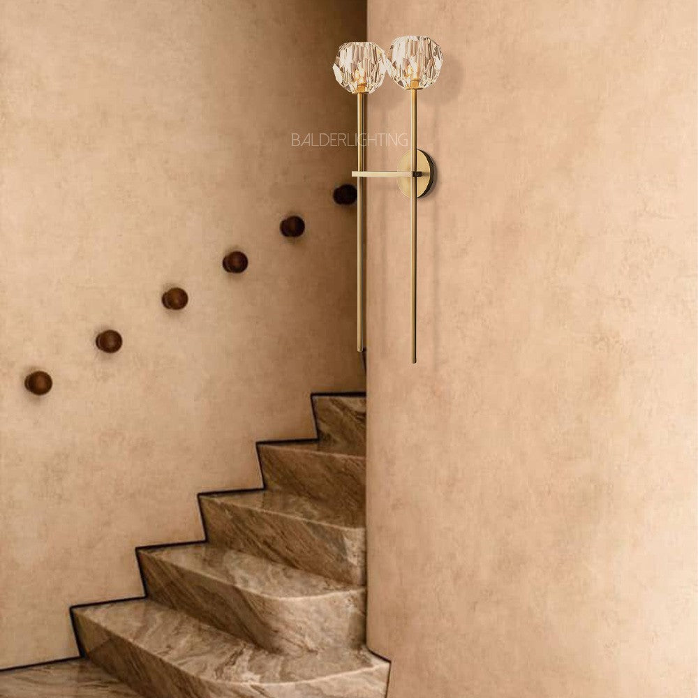 Balle Clear Crystal Double Grand Wall Sconce