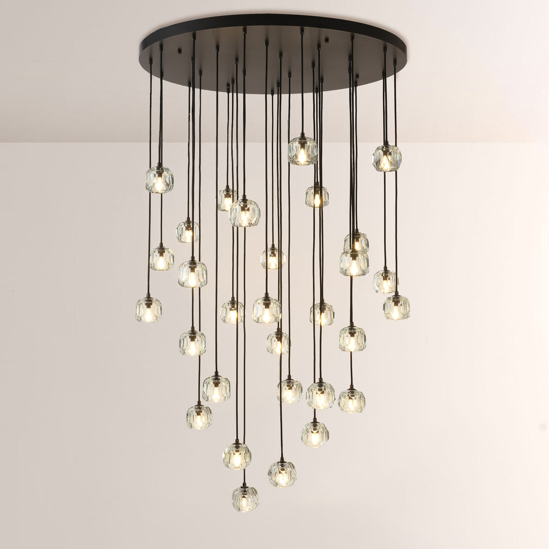 Balle Clear Crystal Round Cluster Chandelier 40"