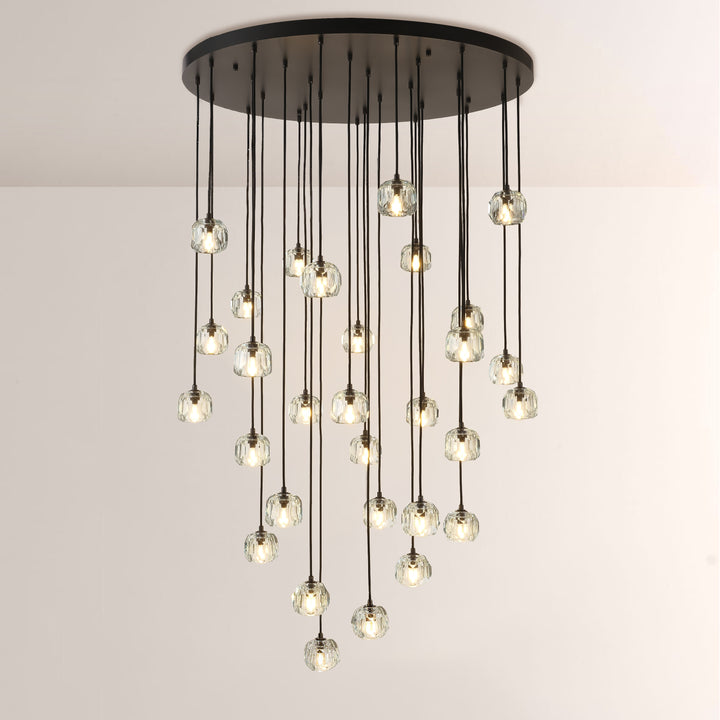 Balle Clear Crystal Round Cluster Chandelier 40"
