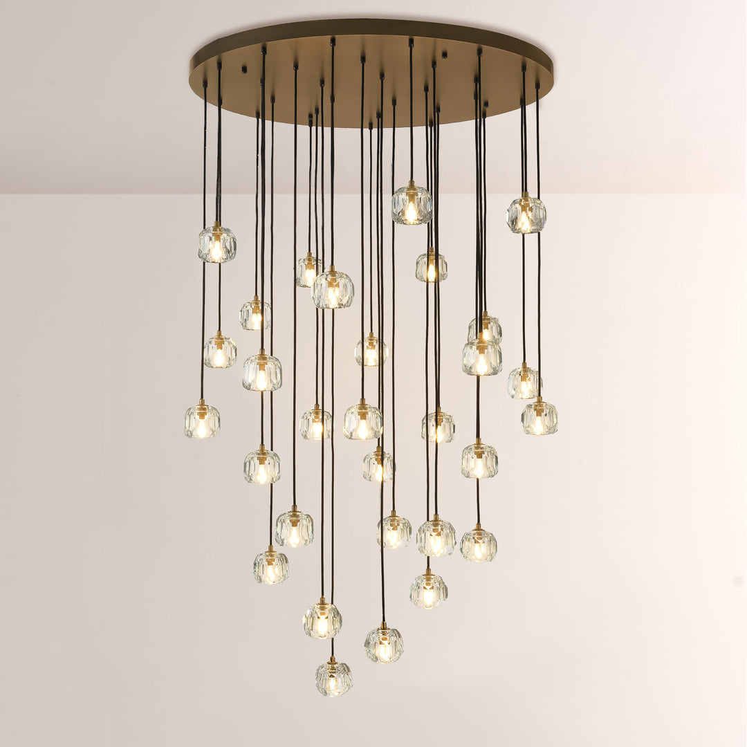 Balle Clear Crystal Round Cluster Chandelier 40"