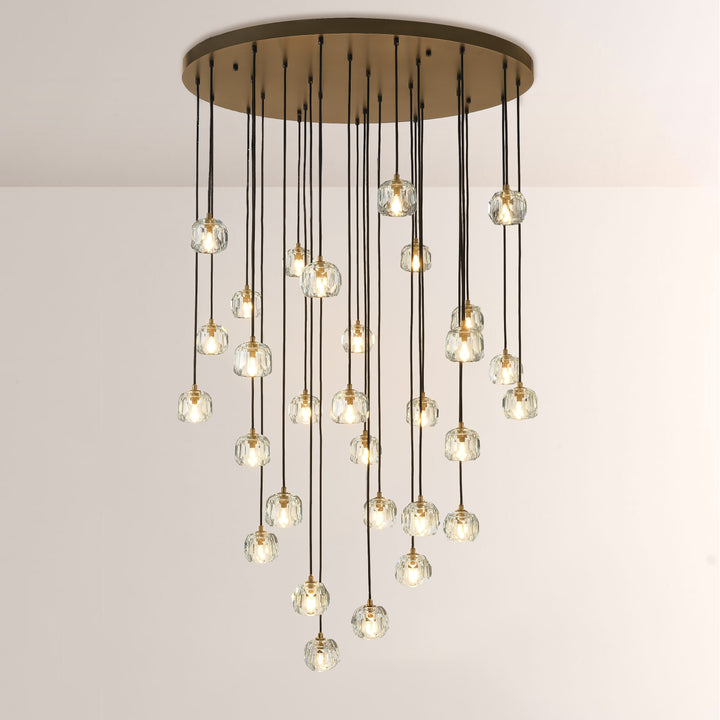 Balle Clear Crystal Round Cluster Chandelier 40"
