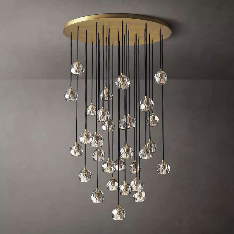 Balle Clear Crystal Round Cluster  Living Room Chandelier 40"