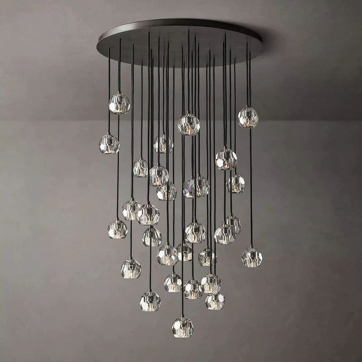 Balle Clear Crystal Round Cluster  Living Room Chandelier 40"