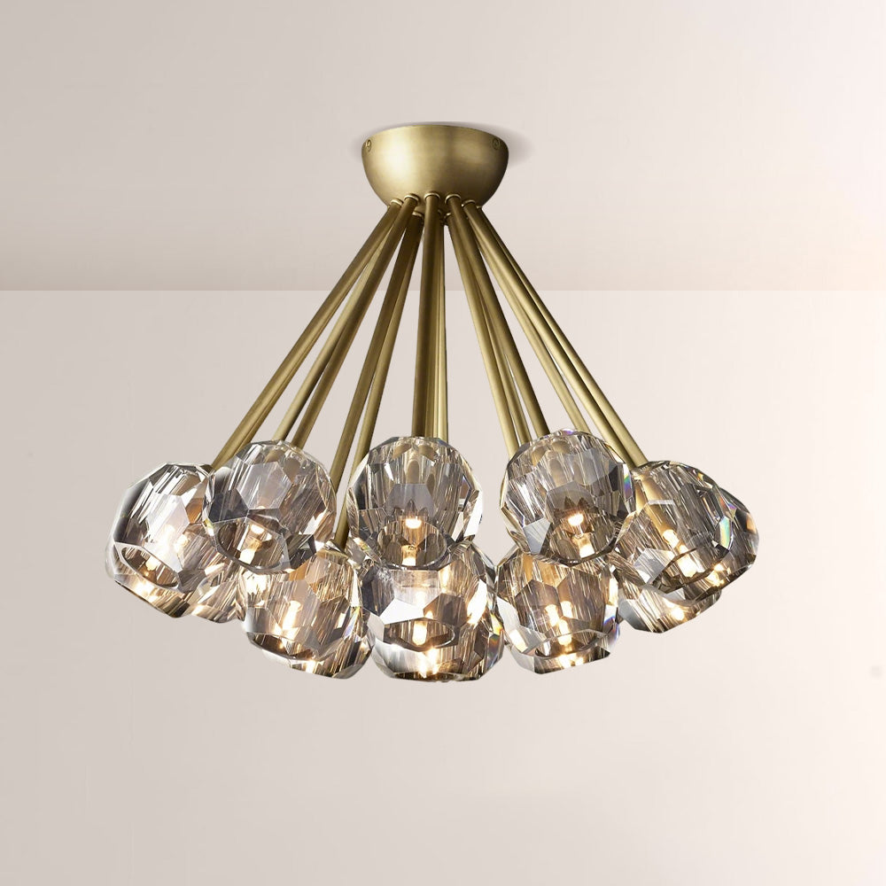 Balle Crystal Clear Glass Flushmount 24"