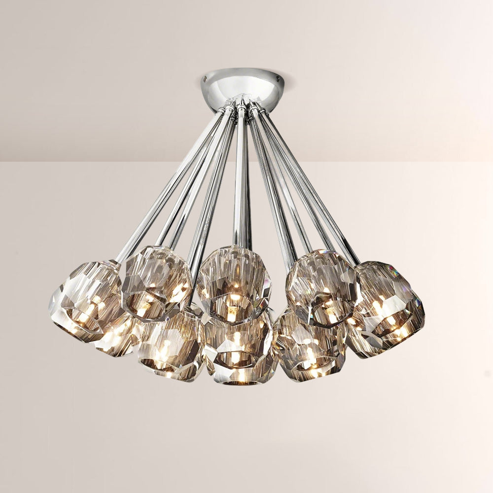 Balle Crystal Clear Glass Flushmount 24"