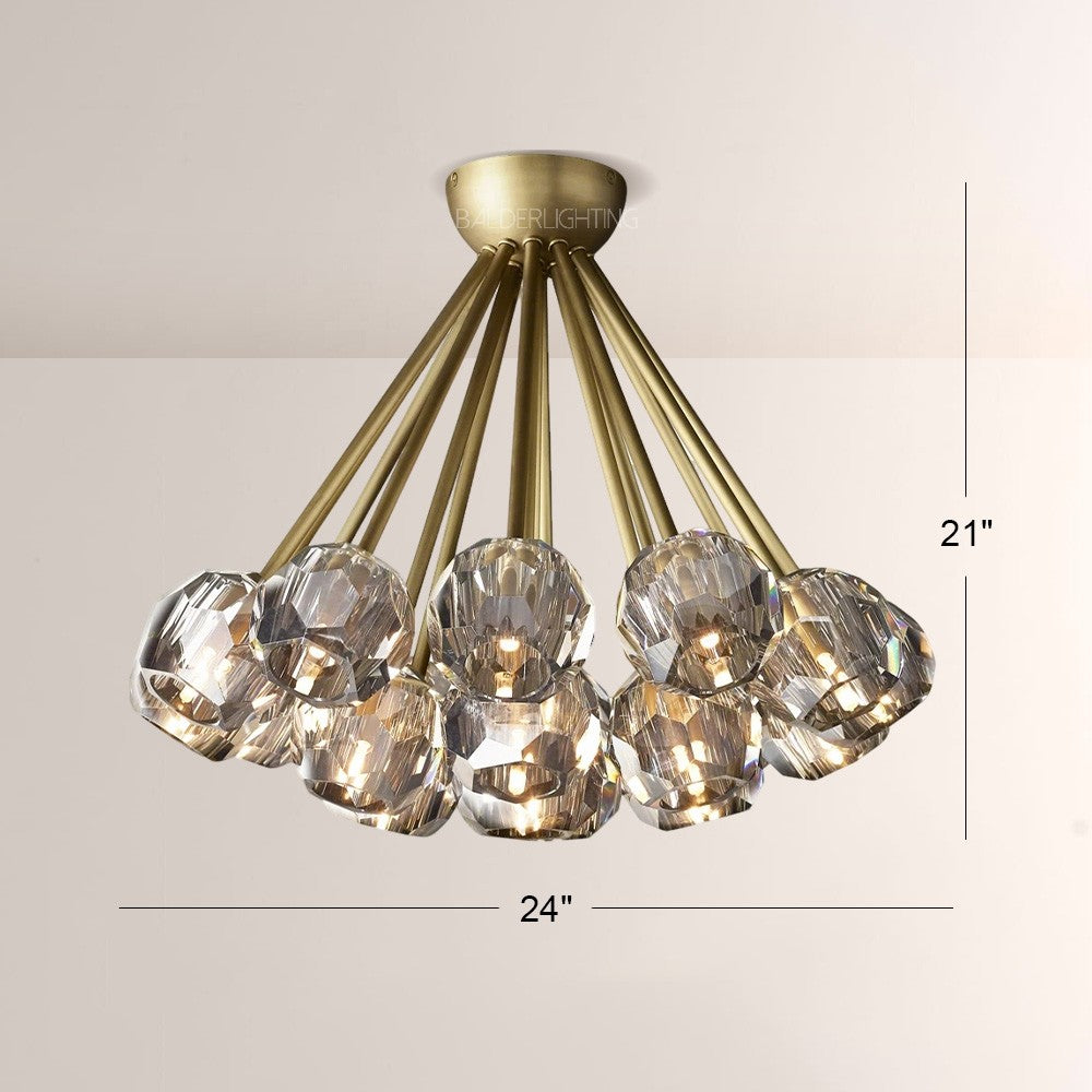 Balle Crystal Clear Glass Flushmount 24"