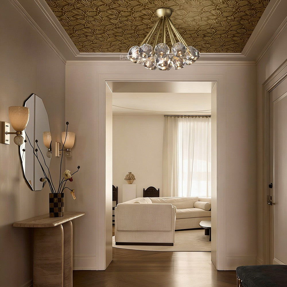 Balle Crystal Clear Glass Flushmount 24"