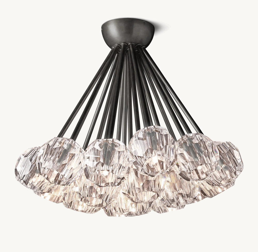 Balle Crystal Clear Glass Flushmount 24"