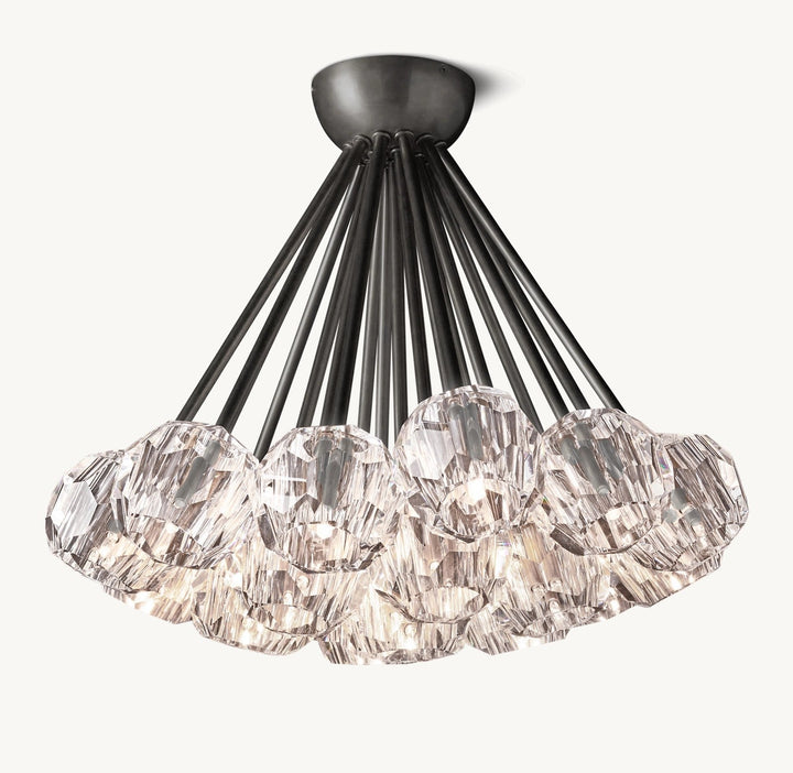 Balle Crystal Clear Glass Flushmount 24"