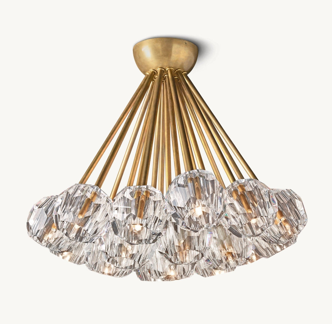 Balle Crystal Clear Glass Flushmount 24"