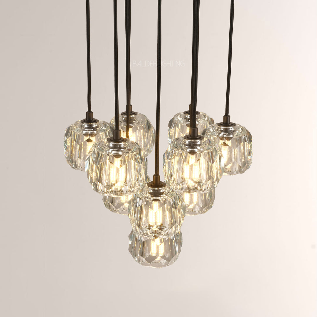 Balle Crystal Cluster Chandelier D14"
