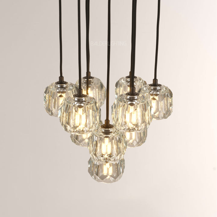 Balle Crystal Cluster Chandelier D14"