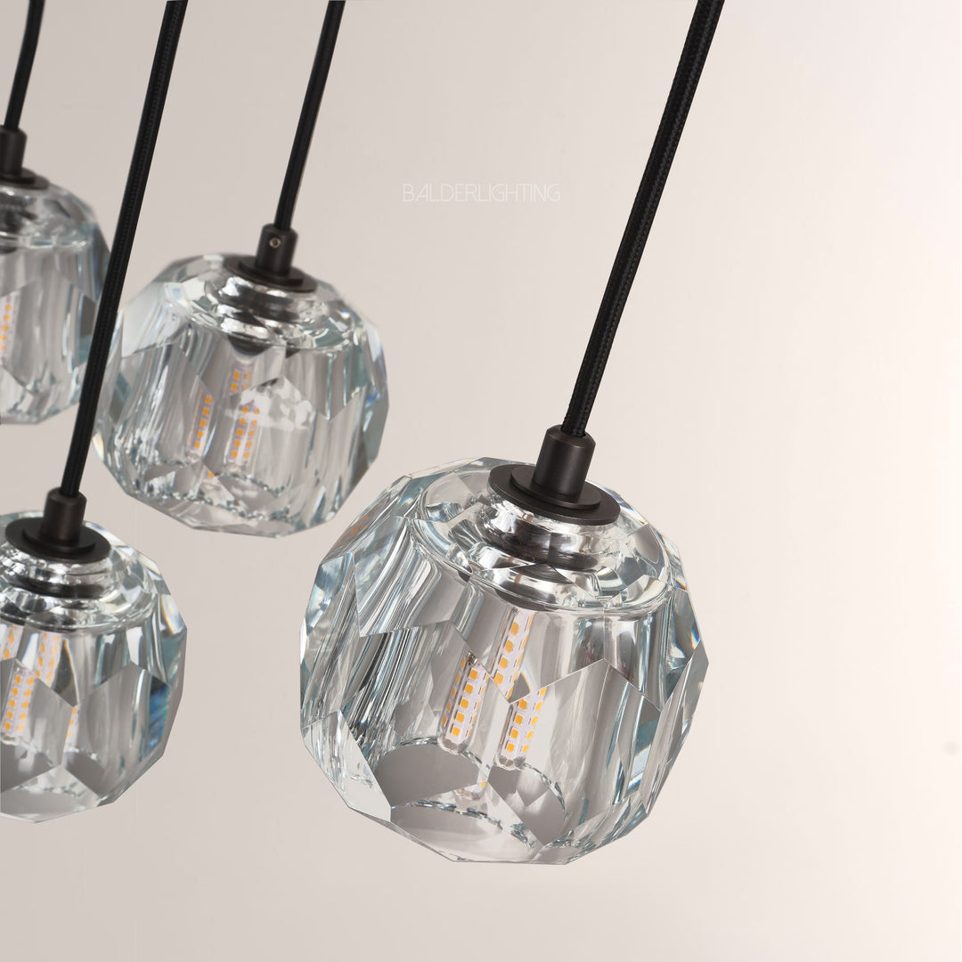 Balle Crystal Cluster Chandelier D14"