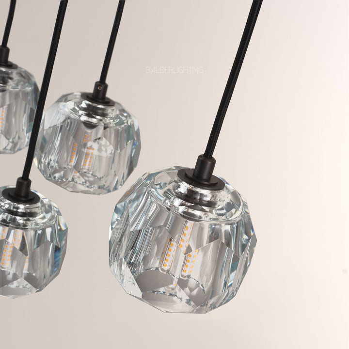 Balle Crystal Cluster Chandelier D14"