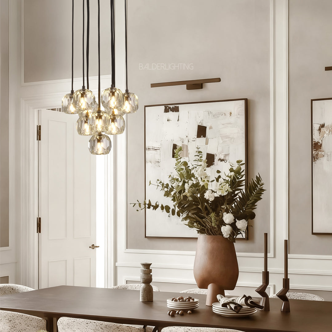 Balle Crystal Cluster Chandelier D14"