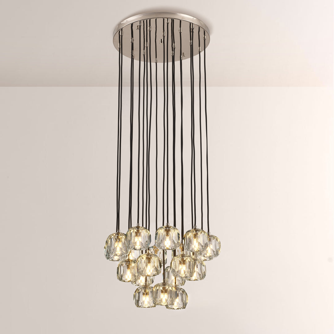 Balle Crystal Cluster Chandelier D19"