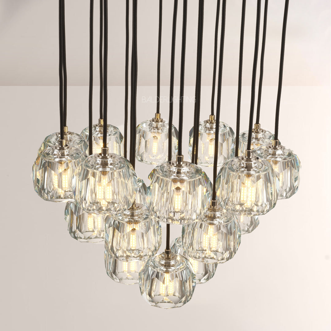 Balle Crystal Cluster Chandelier D19"