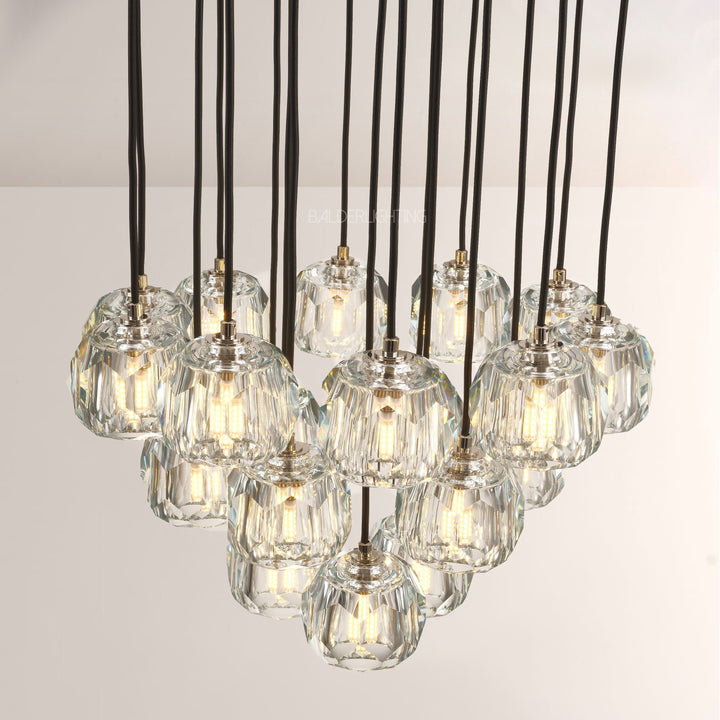 Balle Crystal Cluster Chandelier D19"
