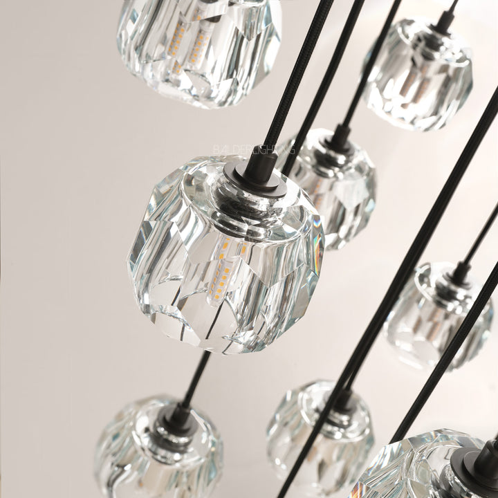 Balle Crystal Cluster Chandelier D19"