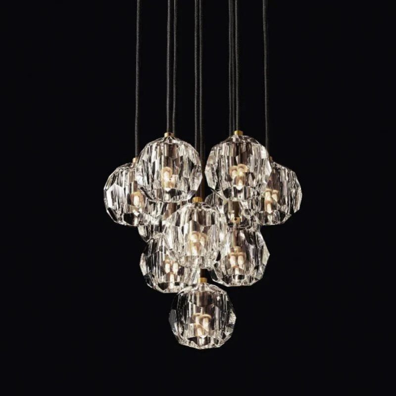 Balle Crystal Cluster Chandelier D14"