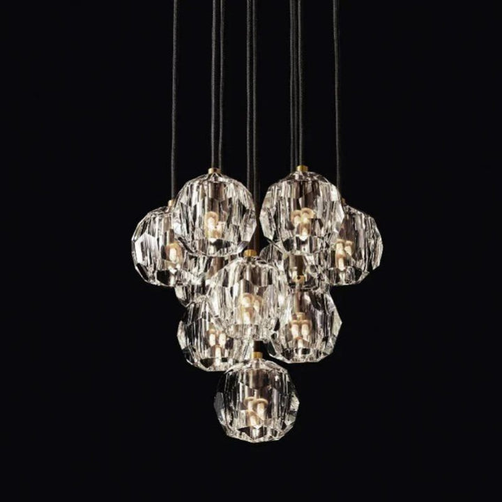 Balle Crystal Cluster Chandelier D14"