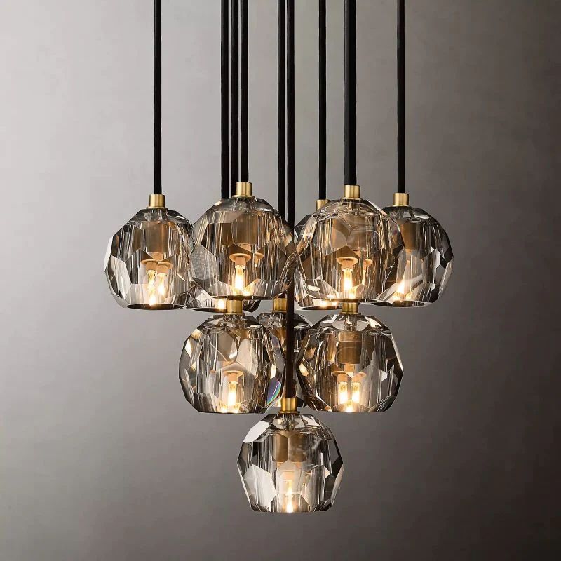 Balle Crystal Cluster Chandelier D14"