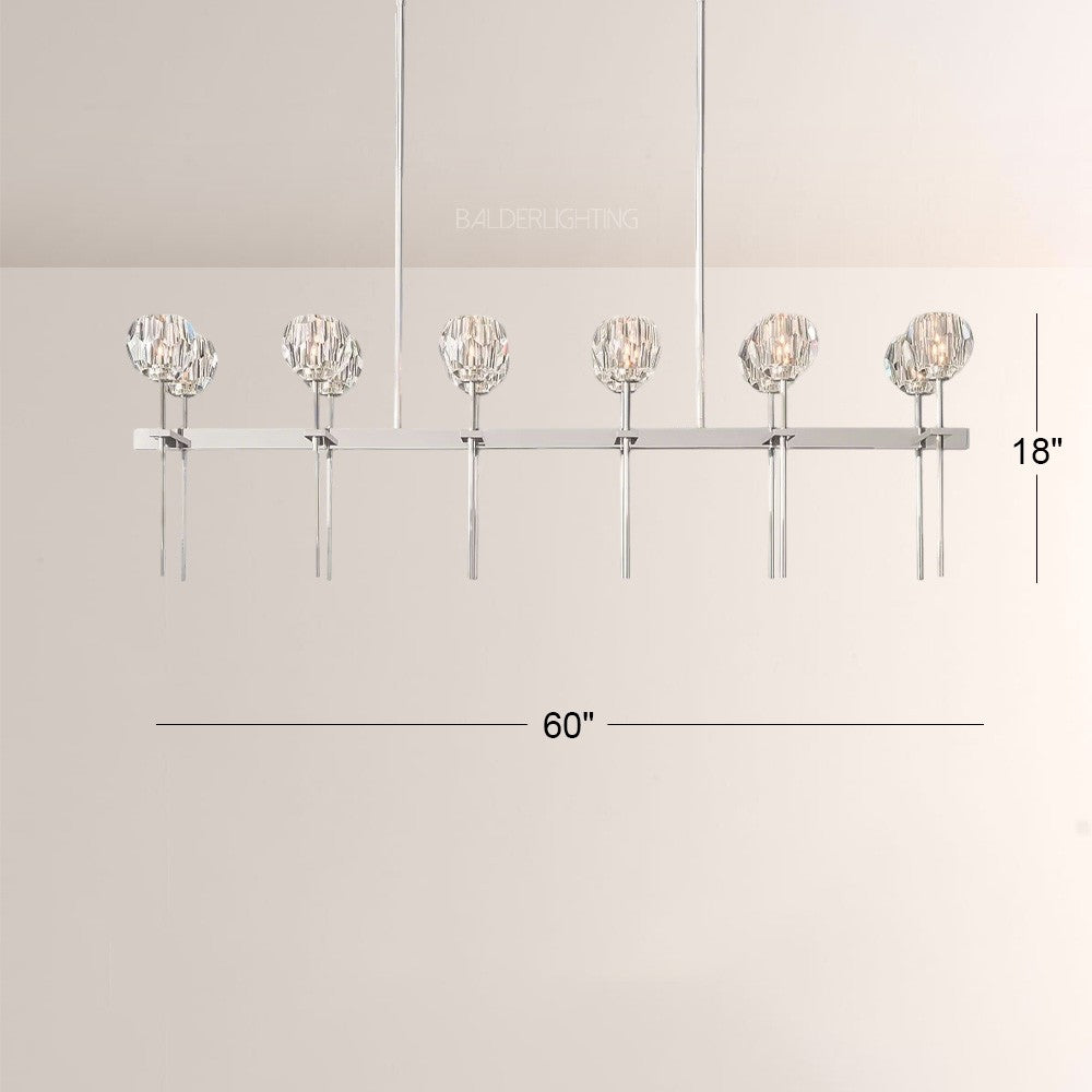 Balle Crystal Double Linear Chandelier 60"