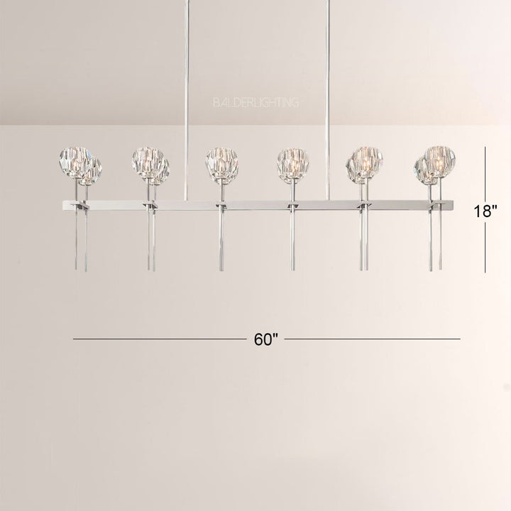 Balle Crystal Double Linear Chandelier 60"