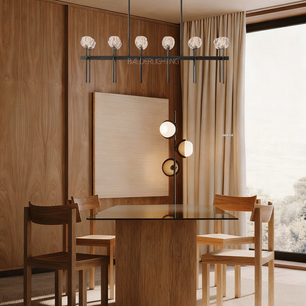 Balle Crystal Double Linear Chandelier 60"