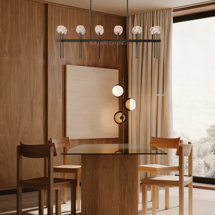 Balle Crystal Double Linear Chandelier 60"