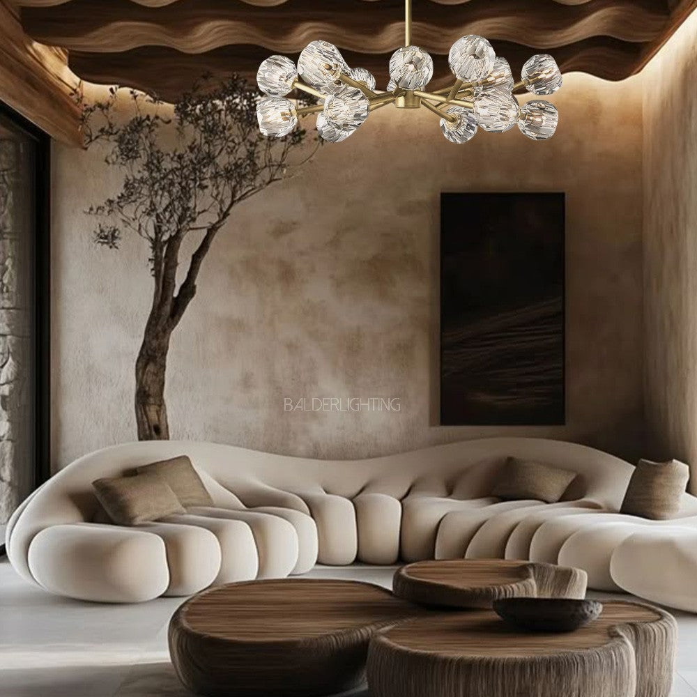 Balle Crystal Round Chandelier 36"