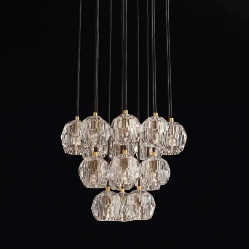 Balle Crystal Round Cluster Chandelier 19"