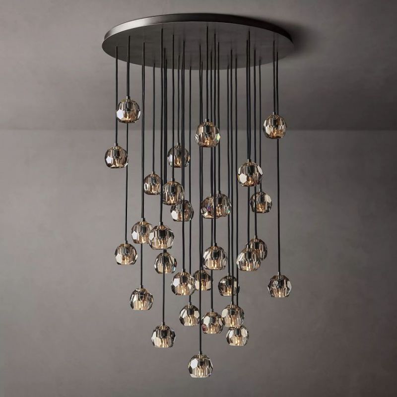 Balle Smoke Crystal Cluster Chandelier D60" Customized