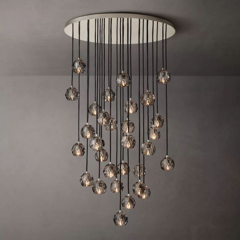 Balle Smoke Crystal Cluster Chandelier D60" Customized