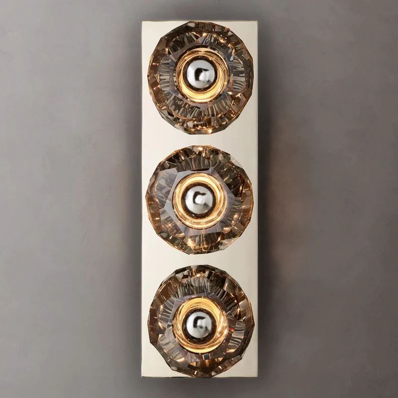 Balle Smoke Crystal Linear Short Bathroom Wall Sconce