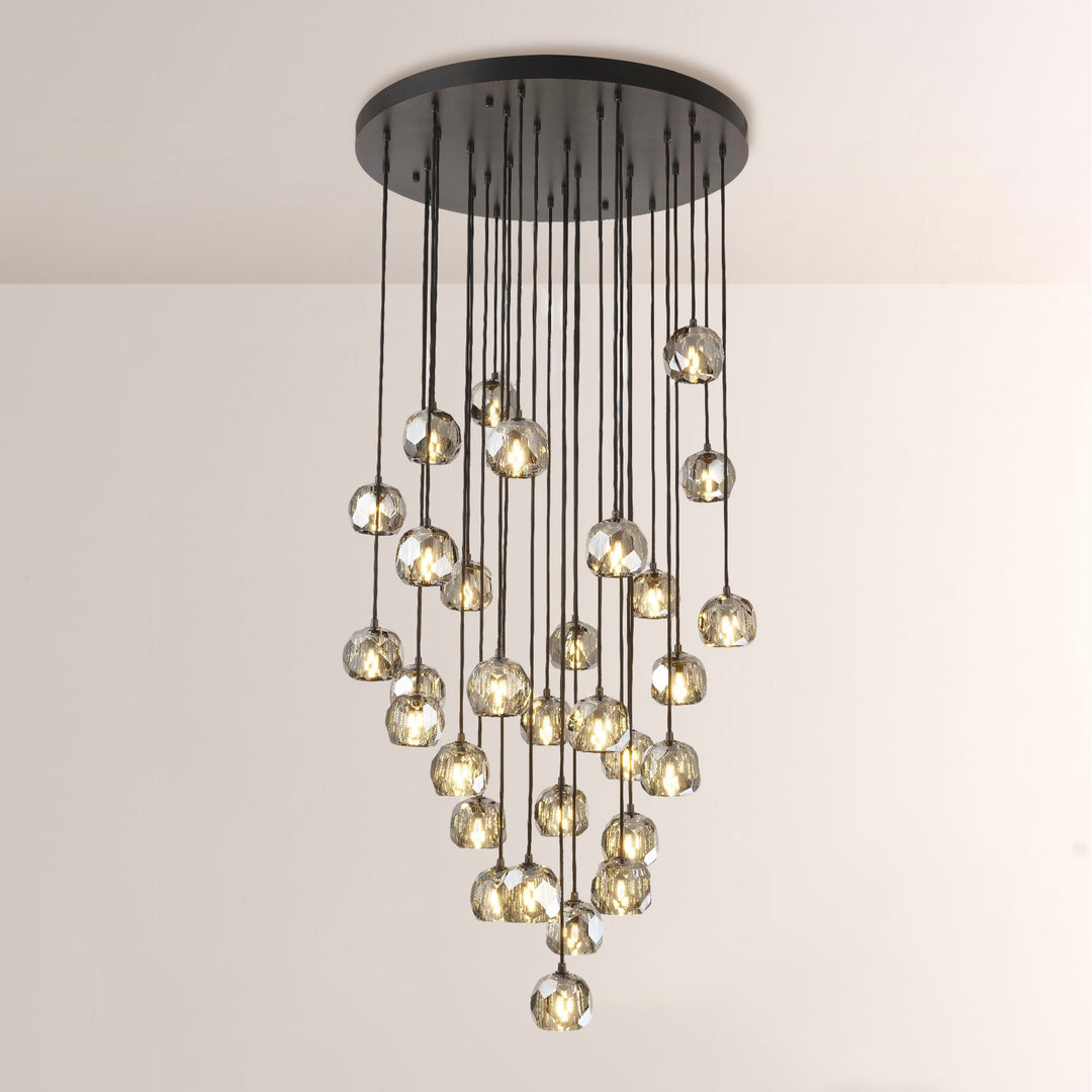 Balle Smoke Crystal Round Cluster Chandelier 30"