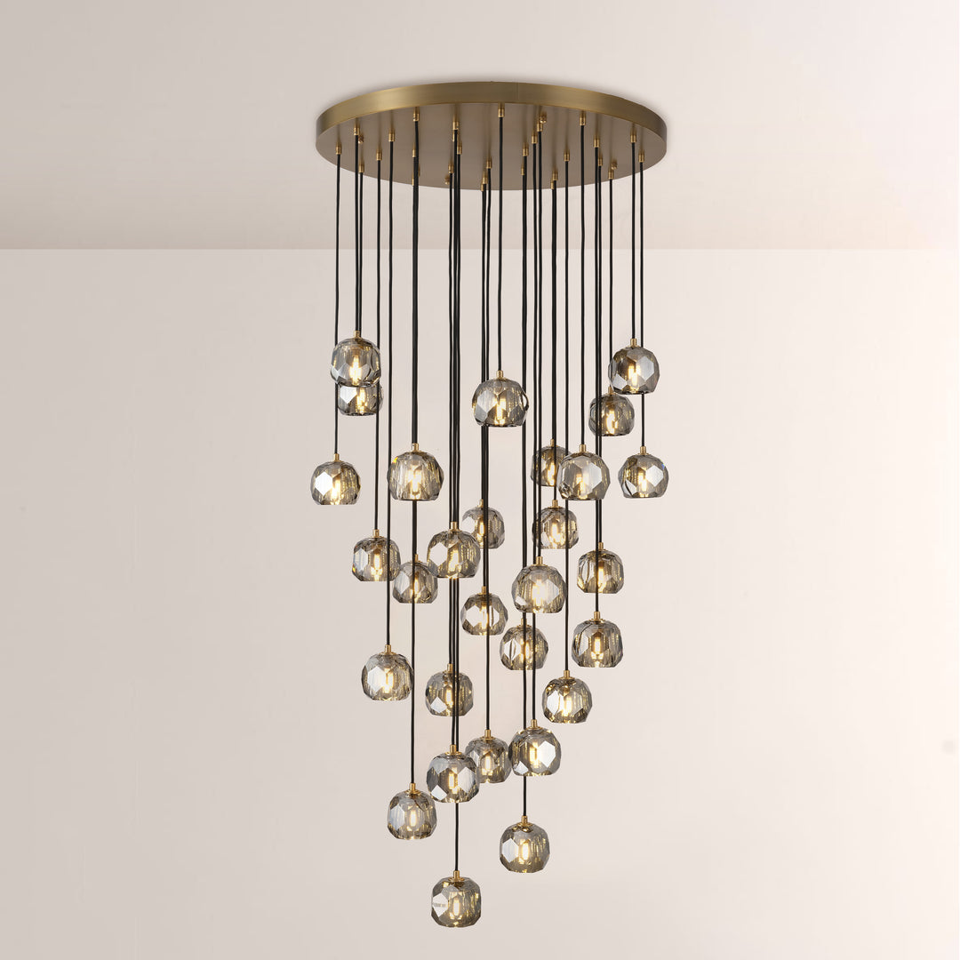 Balle Smoke Crystal Round Cluster Chandelier 30"
