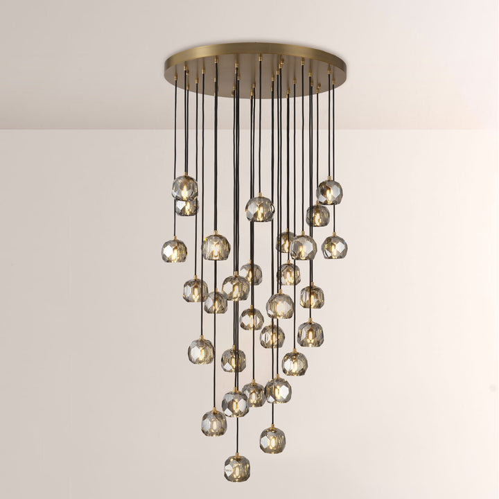 Balle Smoke Crystal Round Cluster Chandelier 30"