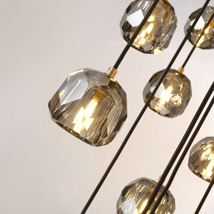 Balle Smoke Crystal Round Cluster Chandelier 30"