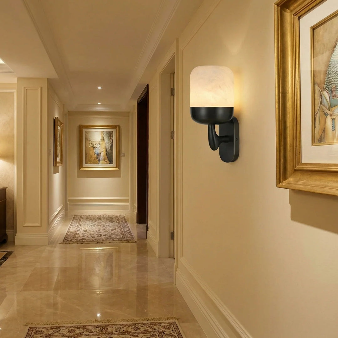 Bell Sconce Capsule Alabaster Black Wall Sconce
