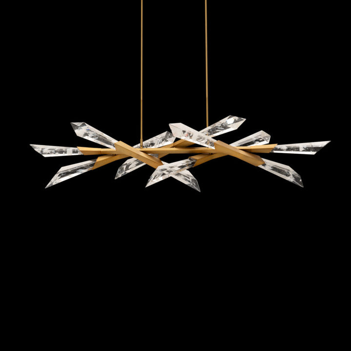 Bergamots Linear Chandelier 60"W Optic Haze Quartz